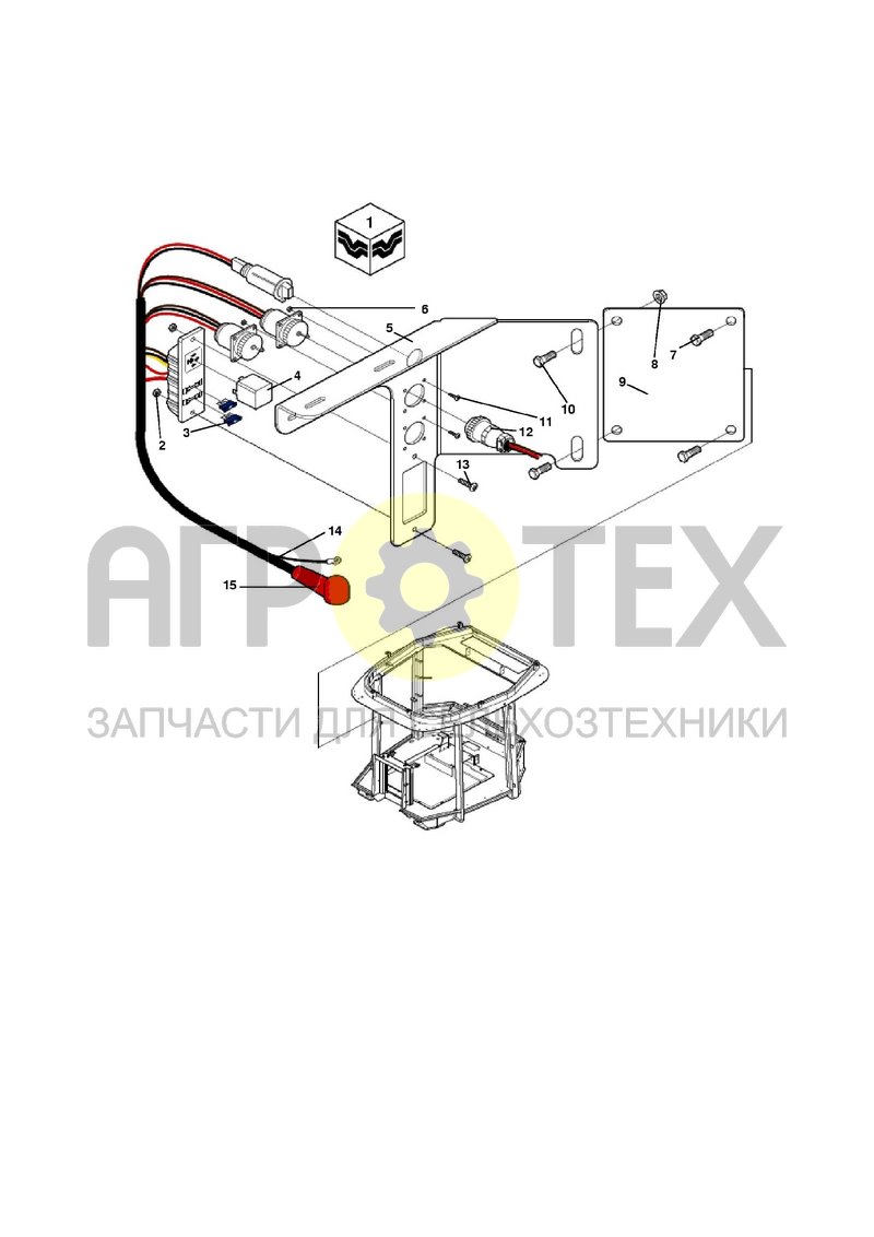 Кронштейн установки монитора на переднюю сторону с розетками (9MMB02) (№10 на схеме)